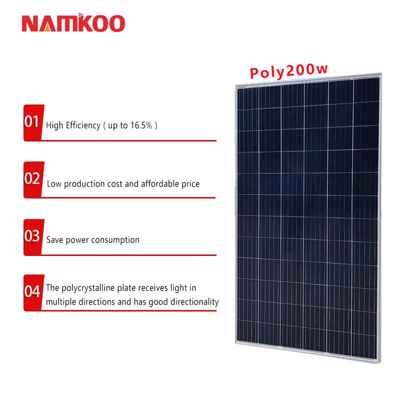 Namkoo 200W Poly Solar Panel, High Efficiency Module PV Power For Applications