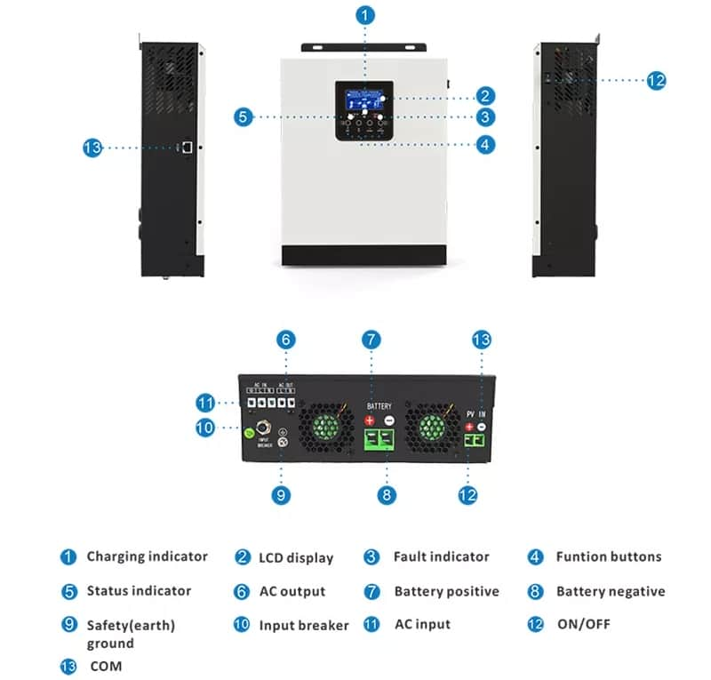 3Kva 24V 40A Pv Off Grid Hybrid Solar Inverter