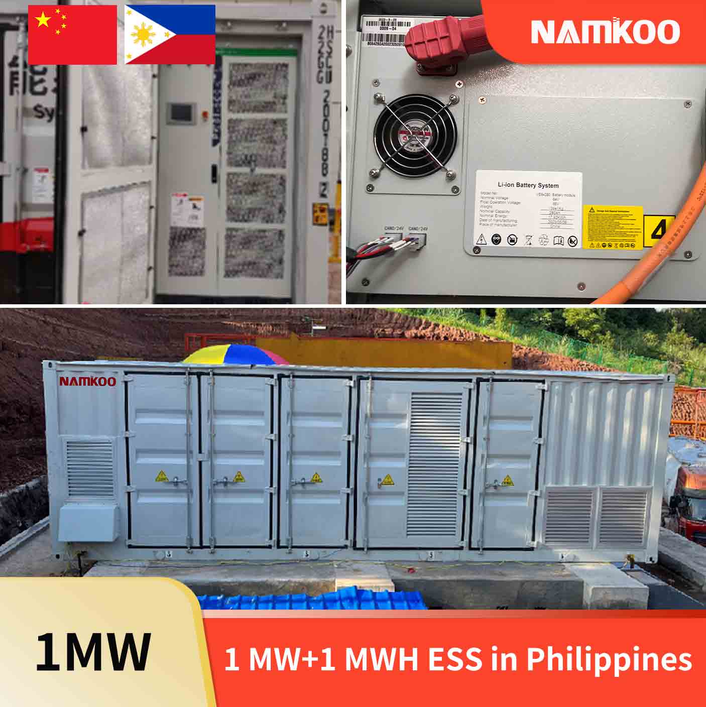 ESS Solar Energy Storage Battery Cabinet 215kwh 430kwh 1MWh All In One System Battery Container