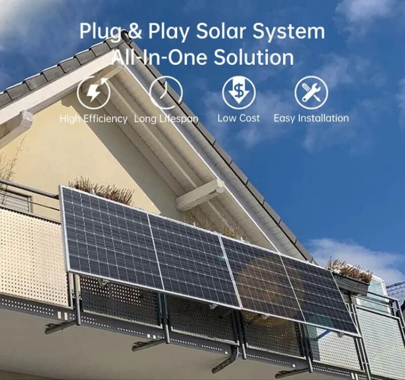 Balkonkraftwerk 600w 800w Balcony Solar System Full Black Flexible Solar Panels With Micro Inverter